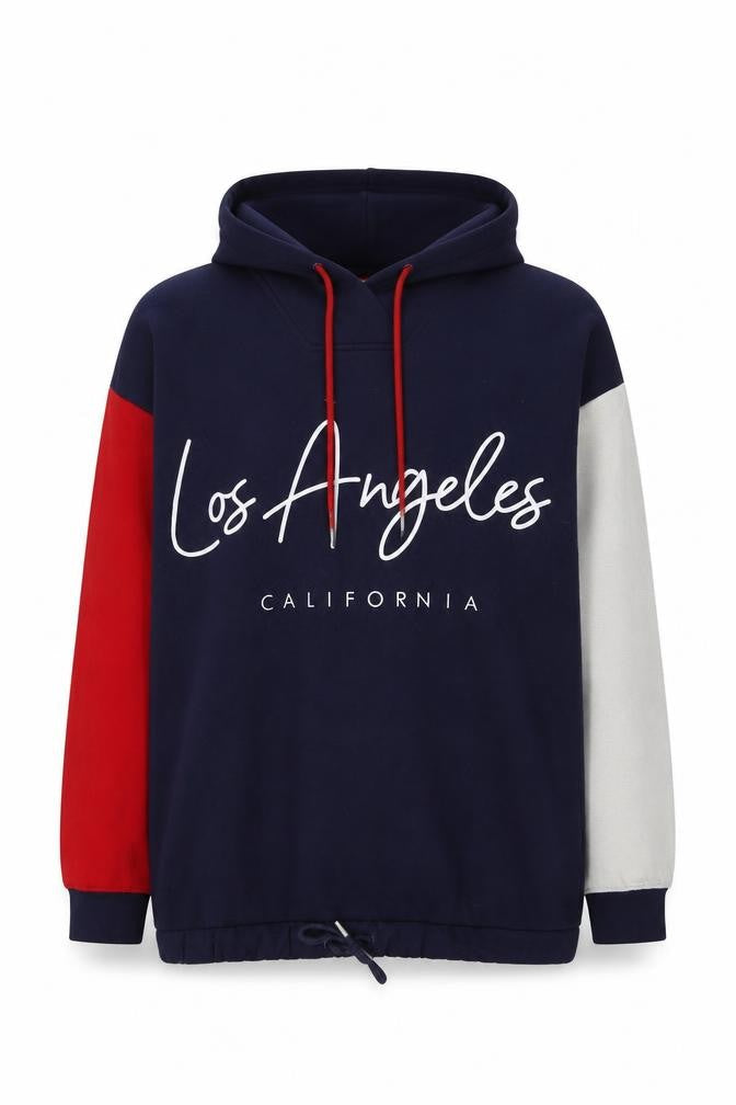Genetic Apparel Womens Blue Colourblock Cotton Pullover Hoodie Size XS Pullover - Los Angeles California
