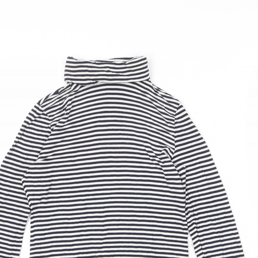 H&M Womens Black Striped Viscose Basic T-Shirt Size S Roll Neck