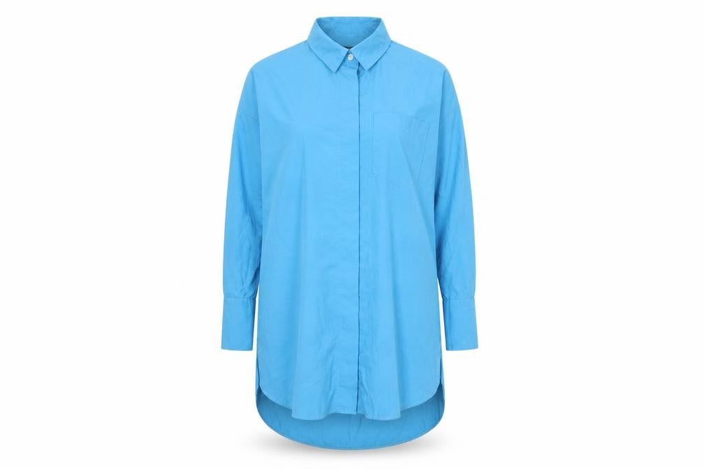 PRETTYLITTLETHING Womens Blue Polyester Shirt Dress Size 12 Collared Button