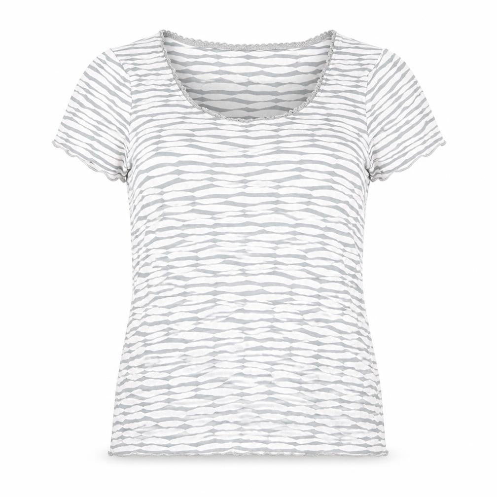 Per Una Womens Ivory Geometric Viscose Basic T-Shirt Size 14 Round Neck