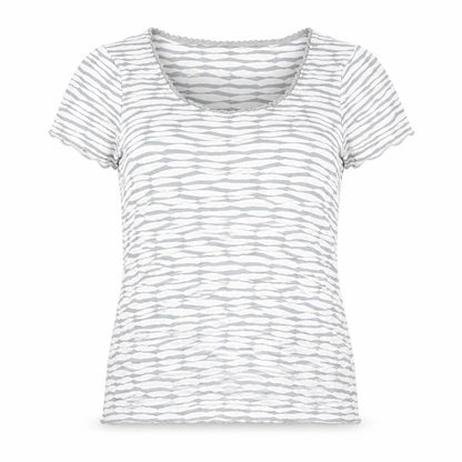 Per Una Womens Ivory Geometric Viscose Basic T-Shirt Size 14 Round Neck