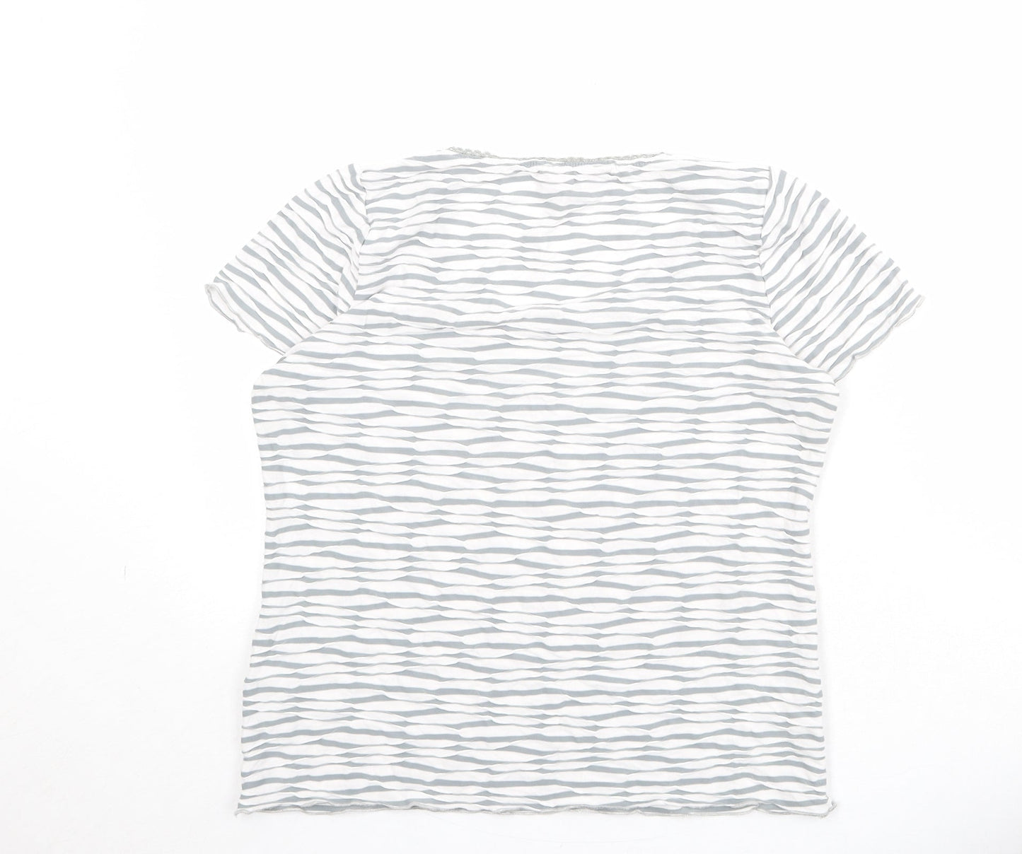 Per Una Womens Ivory Geometric Viscose Basic T-Shirt Size 14 Round Neck