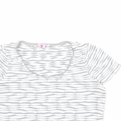 Per Una Womens Ivory Geometric Viscose Basic T-Shirt Size 14 Round Neck