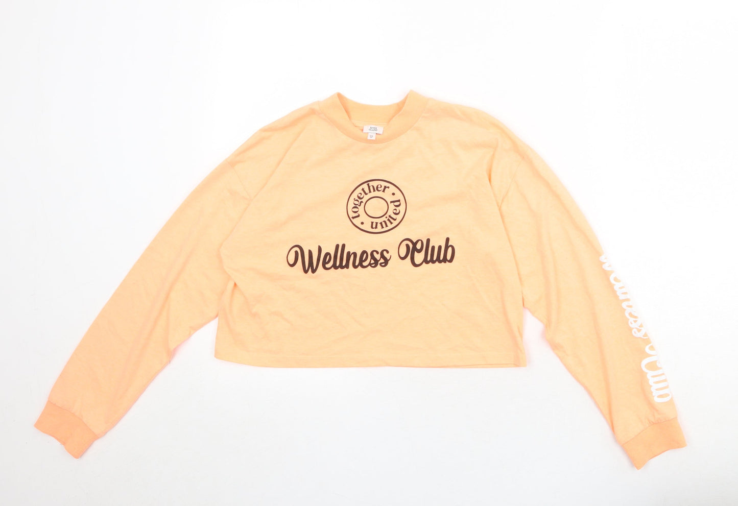 River Island Girls Orange Polyester Pullover Sweatshirt Size 11-12 Years Pullover - Cropped