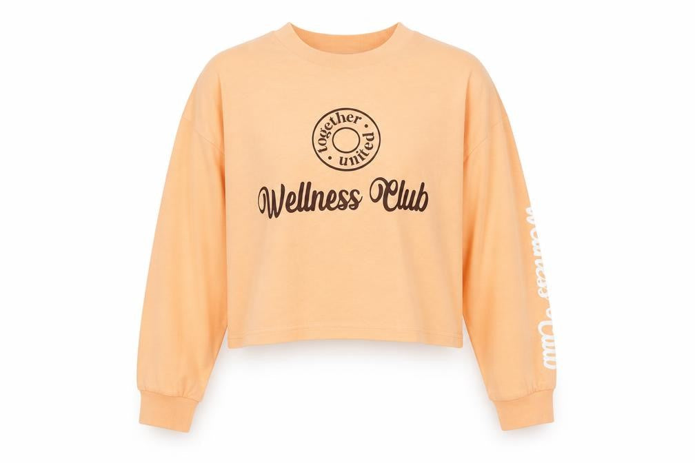 River Island Girls Orange Polyester Pullover Sweatshirt Size 11-12 Years Pullover - Cropped