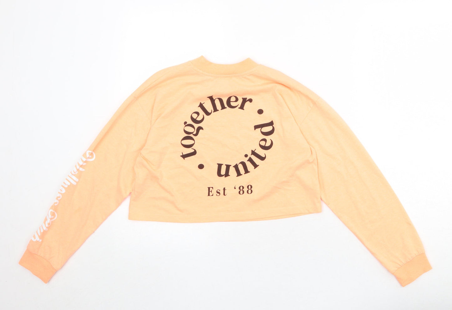 River Island Girls Orange Polyester Pullover Sweatshirt Size 11-12 Years Pullover - Cropped