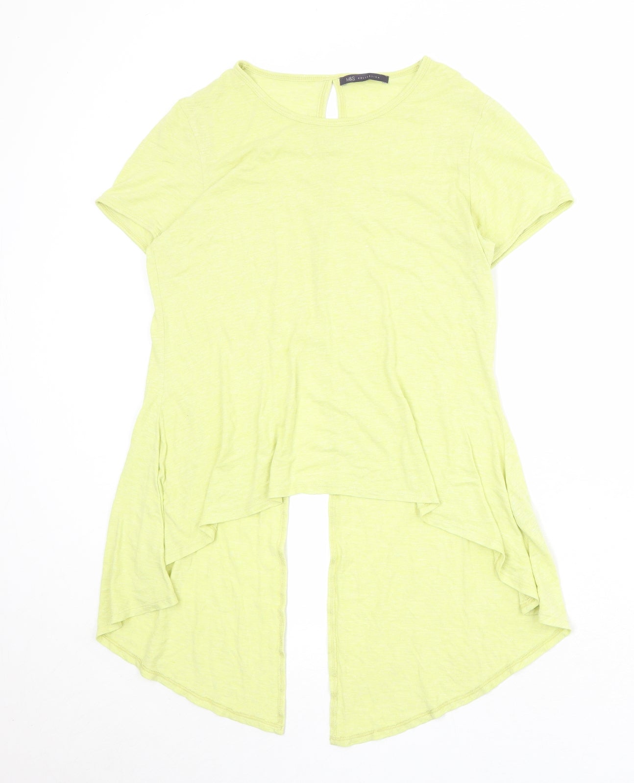 Marks and Spencer Womens Yellow Viscose Basic T-Shirt Size 12 Round Neck