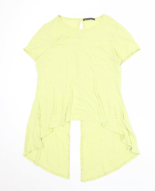 Marks and Spencer Womens Yellow Viscose Basic T-Shirt Size 12 Round Neck