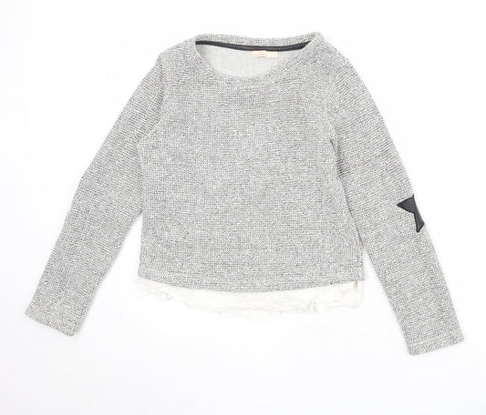 Bershka Womens Grey Boat Neck Acrylic Pullover Jumper Size M