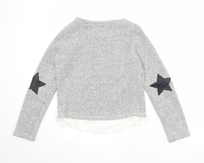 Bershka Womens Grey Boat Neck Acrylic Pullover Jumper Size M