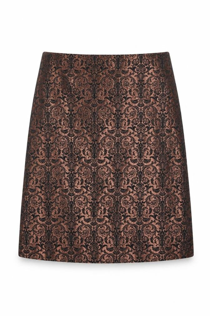 Marks & Spencer Womens Brown Geometric Polyester A-Line Skirt Size 10 Zip