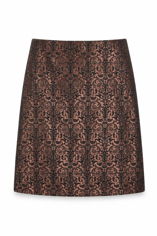Marks & Spencer Womens Brown Geometric Polyester A-Line Skirt Size 10 Zip