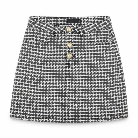 Missguided Womens Black Geometric Cotton A-Line Skirt Size 6 Zip