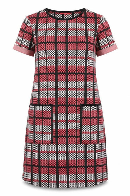Next Womens Pink Plaid Polyester A-Line Size 14 Round Neck Pullover