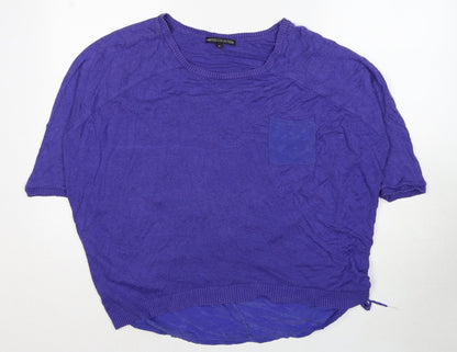 Marks & Spencer Womens Blue Viscose Basic Blouse Size M Round Neck