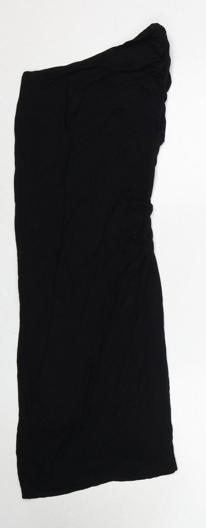 Max Studio Womens Black Viscose Sheath Size XS One Shoulder Pullover