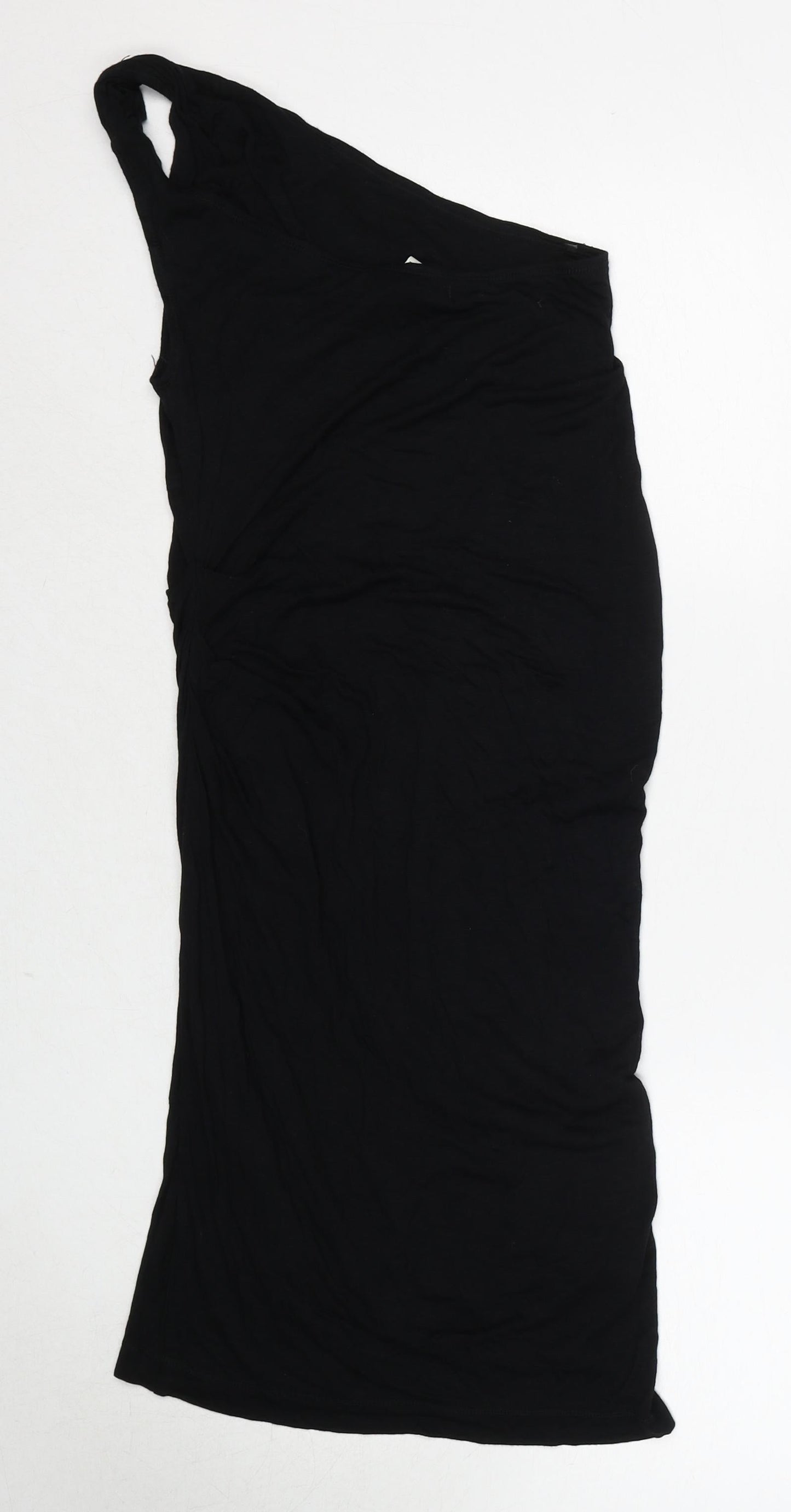 Max Studio Womens Black Viscose Sheath Size XS One Shoulder Pullover
