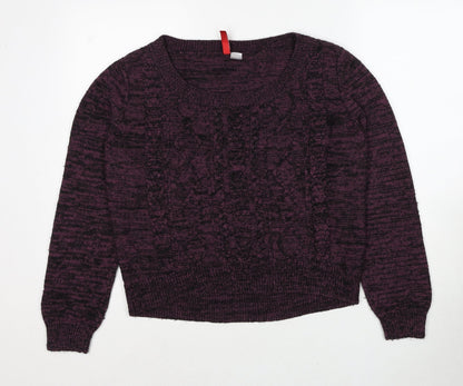 Divided by H&M Womens Purple Round Neck Cotton Pullover Jumper Size 12