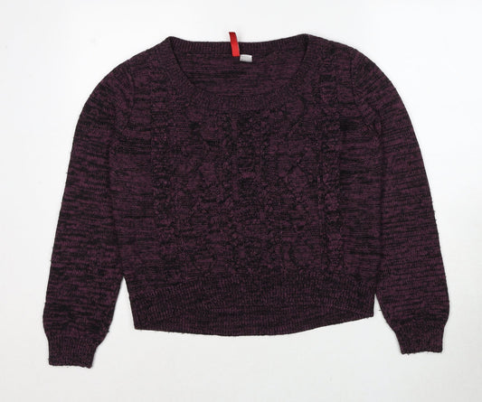 Divided by H&M Womens Purple Round Neck Cotton Pullover Jumper Size 12