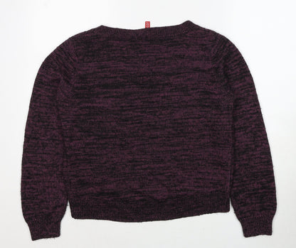 Divided by H&M Womens Purple Round Neck Cotton Pullover Jumper Size 12