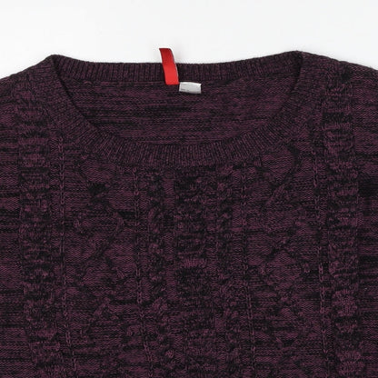 Divided by H&M Womens Purple Round Neck Cotton Pullover Jumper Size 12