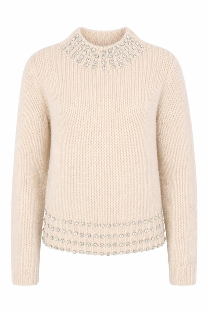 Miss Selfridge Womens Beige Round Neck Acrylic Pullover Jumper Size 6