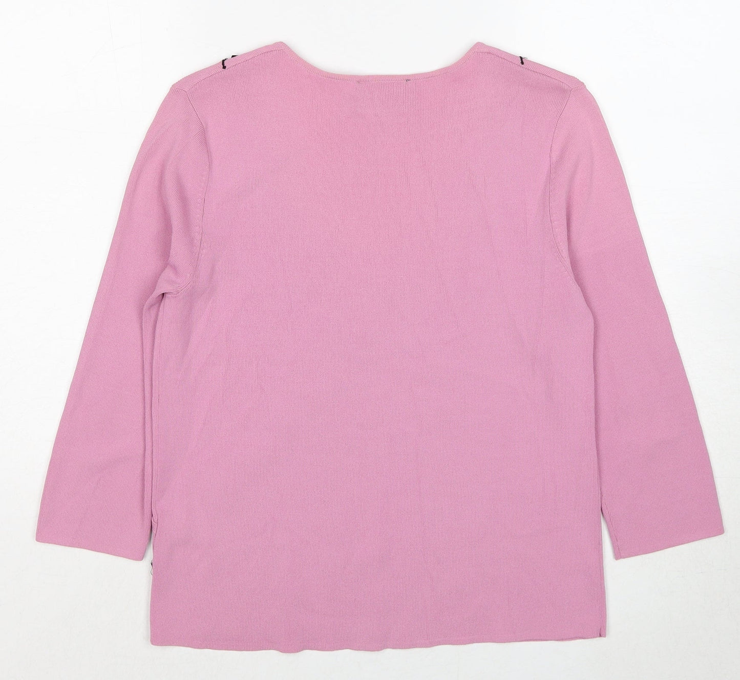 Casamia Womens Pink V-Neck Viscose Pullover Jumper Size S