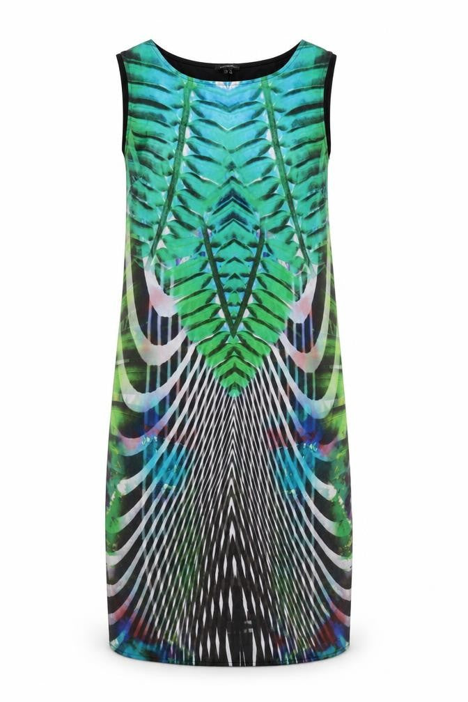 River Island Womens Multicoloured Geometric Polyester Tank Dress Size 8 Round Neck Pullover