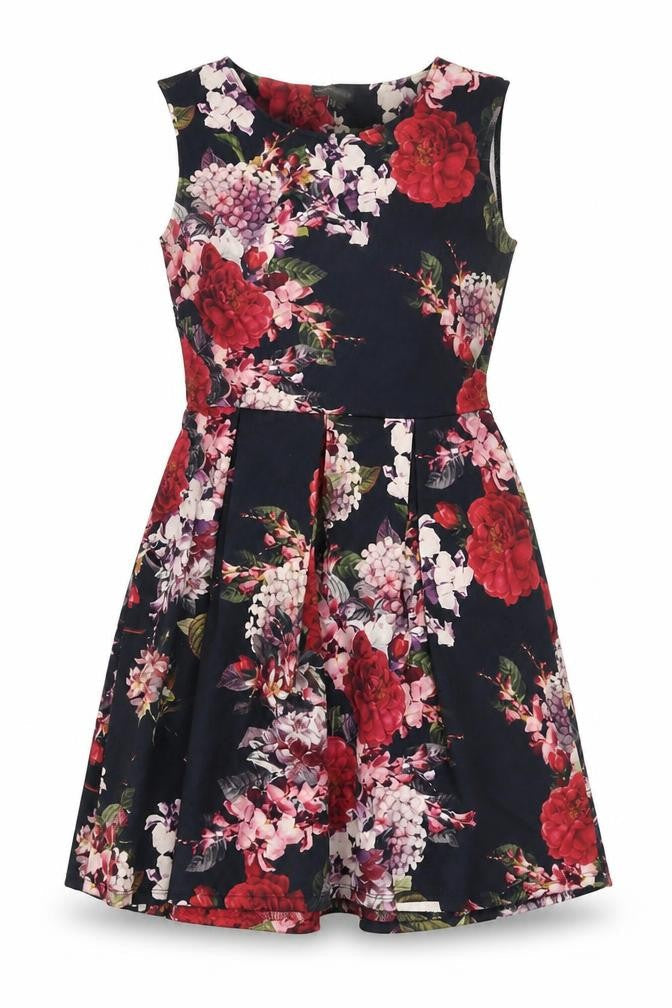 Warehouse Womens Black Floral Polyester A-Line Size 12 Boat Neck Pullover
