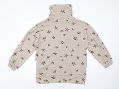 Marks & Spencer Womens Beige Geometric Viscose Pullover Sweatshirt Size 12 Pullover - Star Pattern