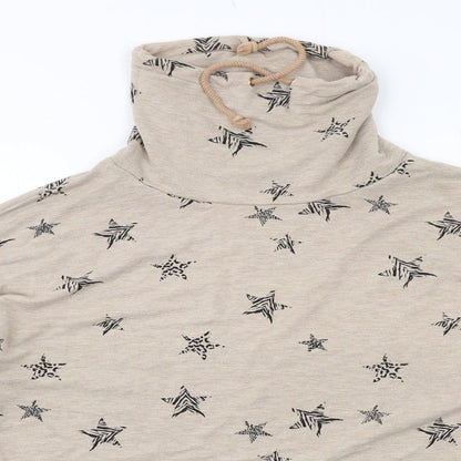 Marks & Spencer Womens Beige Geometric Viscose Pullover Sweatshirt Size 12 Pullover - Star Pattern