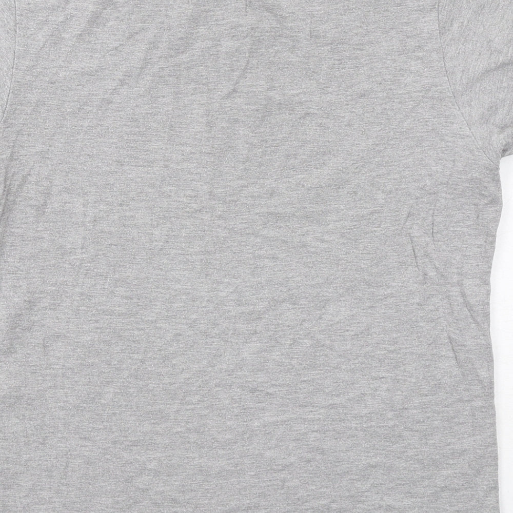 ELLE Womens Grey Cotton Basic T-Shirt Size L Round Neck - Elle sport