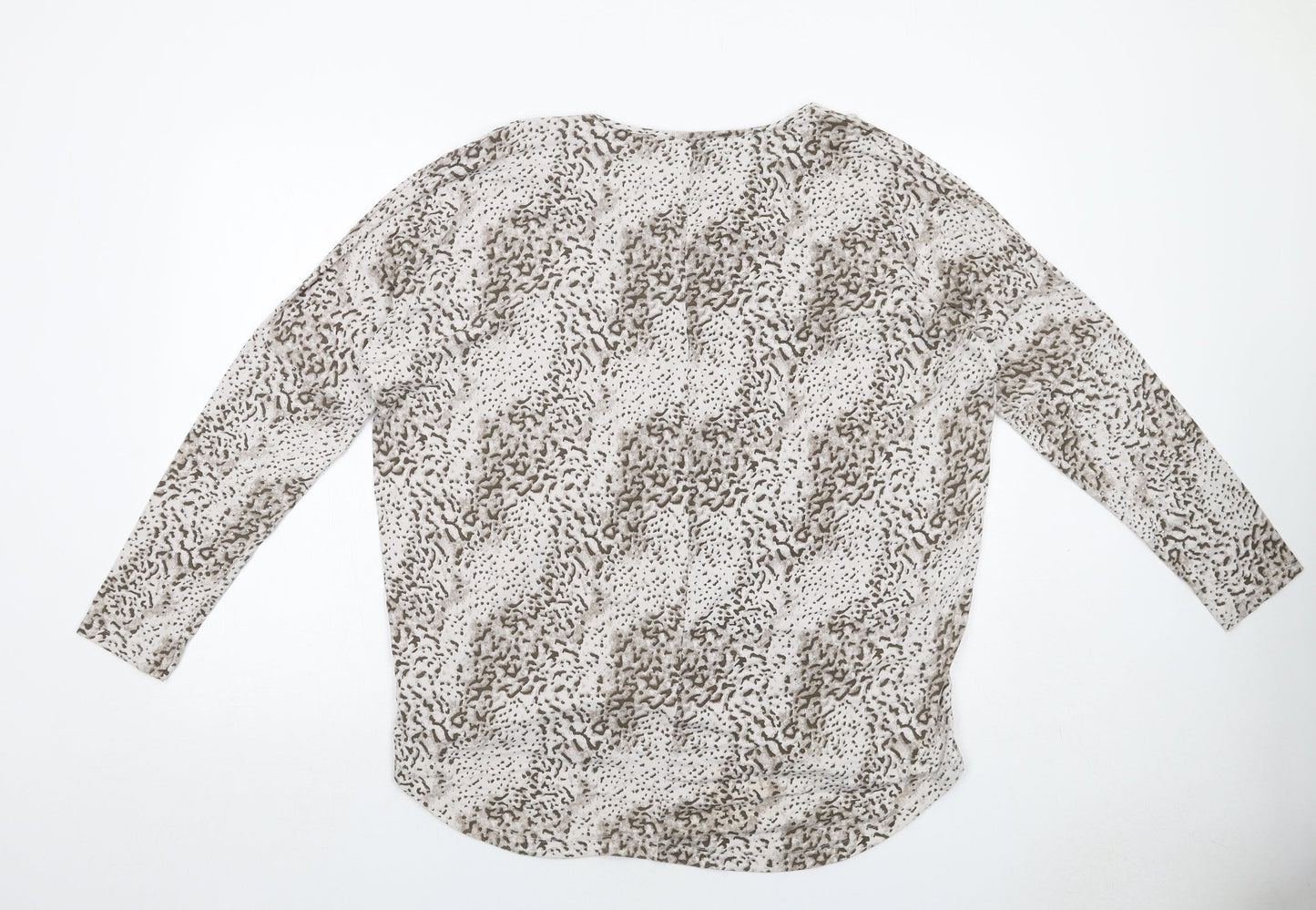 NEXT Womens Beige Animal Print Viscose Basic Blouse Size XL V-Neck