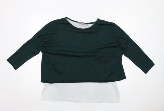 Dorothy Perkins Womens Green Polyester Basic Blouse Size 14 Boat Neck - Layered