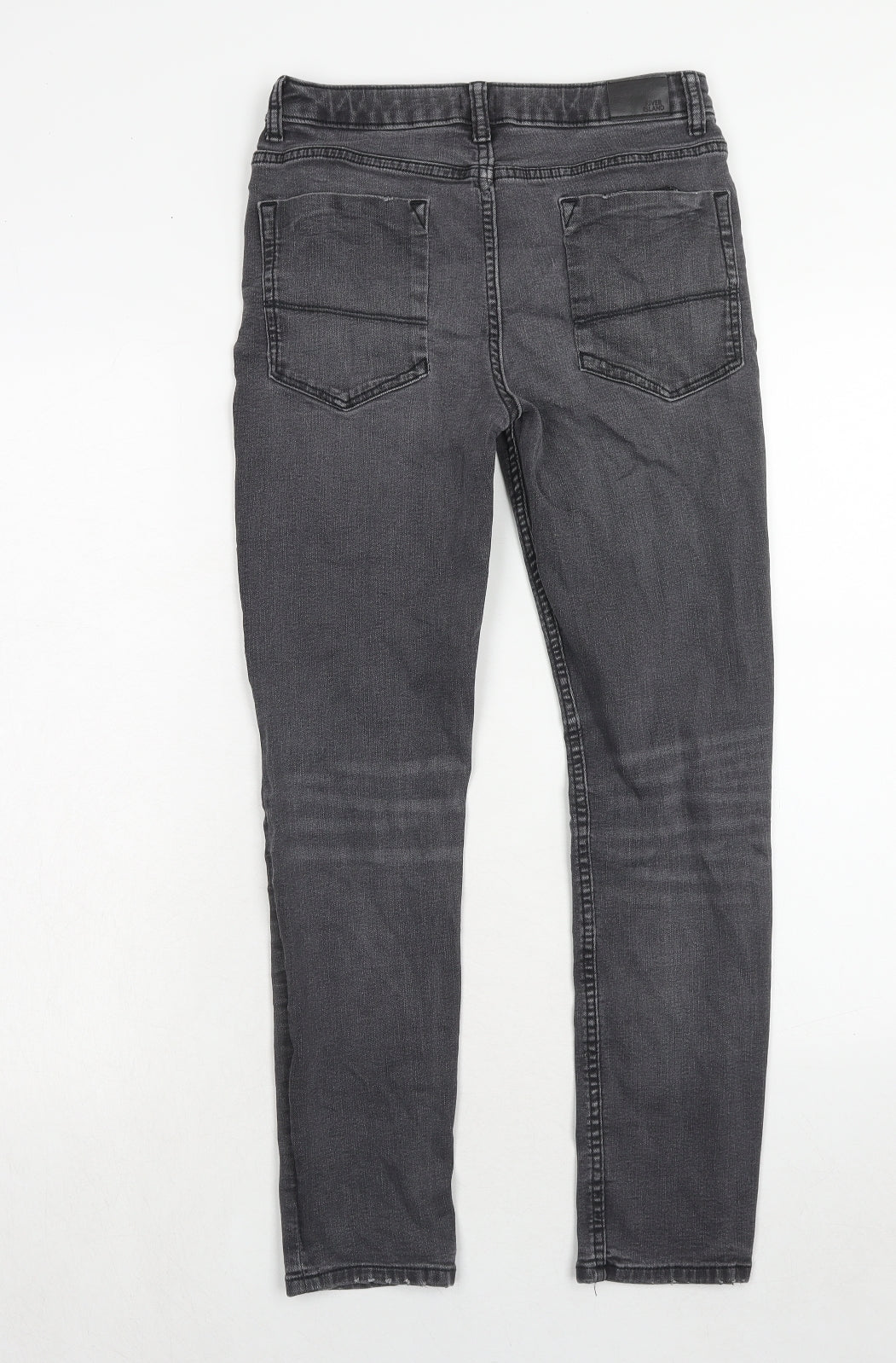 River Island Boys Grey Cotton Skinny Jeans Size 12 Years Regular Zip - Distressed