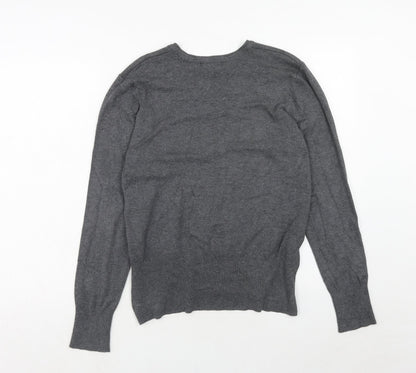Debenhams Womens Grey V-Neck Viscose Pullover Jumper Size 18