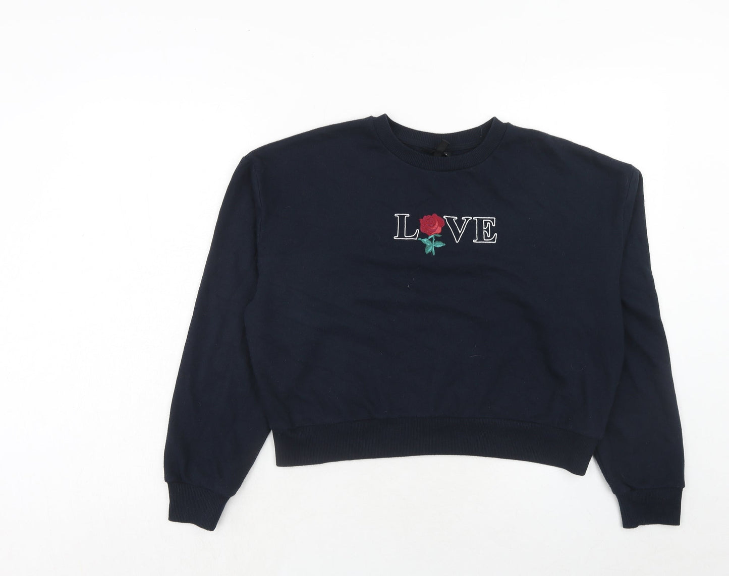 Topshop Womens Blue Cotton Pullover Sweatshirt Size 6 Pullover - Love