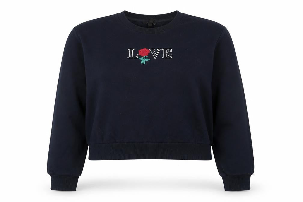 Topshop Womens Blue Cotton Pullover Sweatshirt Size 6 Pullover - Love