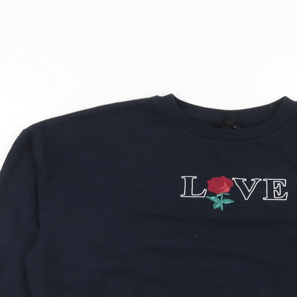 Topshop Womens Blue Cotton Pullover Sweatshirt Size 6 Pullover - Love