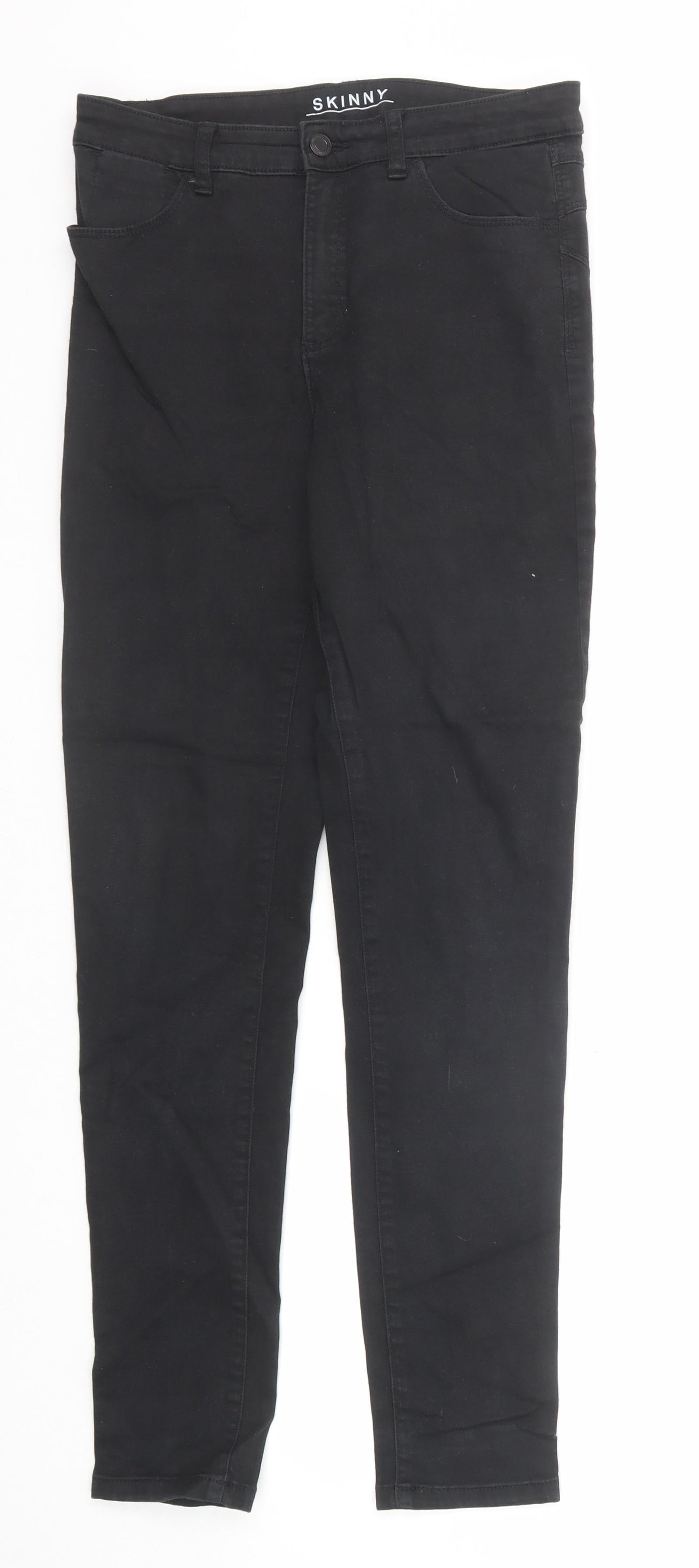 Marks and Spencer Womens Black Cotton Skinny Jeans Size 10 Regular Zip