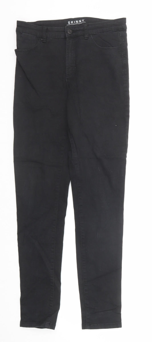 Marks and Spencer Womens Black Cotton Skinny Jeans Size 10 Regular Zip
