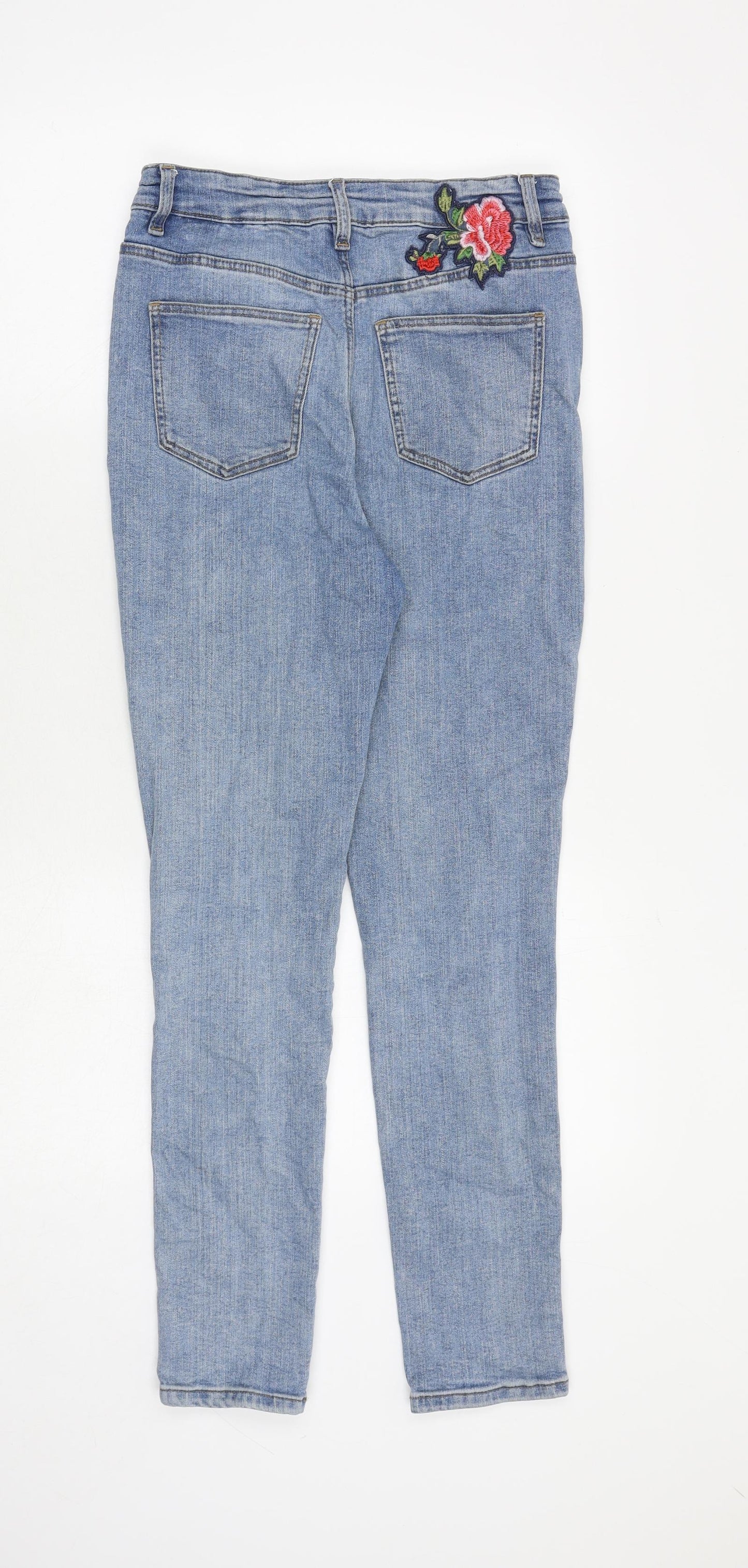 Marks and Spencer Womens Blue Cotton Skinny Jeans Size 8 Regular Zip