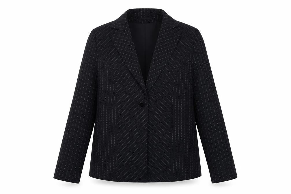 Offshoot Womens Black Striped Polyester Jacket Blazer Size 16