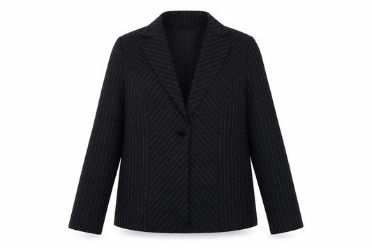 Offshoot Womens Black Striped Polyester Jacket Blazer Size 16