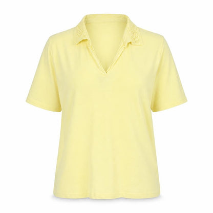 EWM Womens Yellow Polyester Basic Polo Size L Collared - Size 18-20