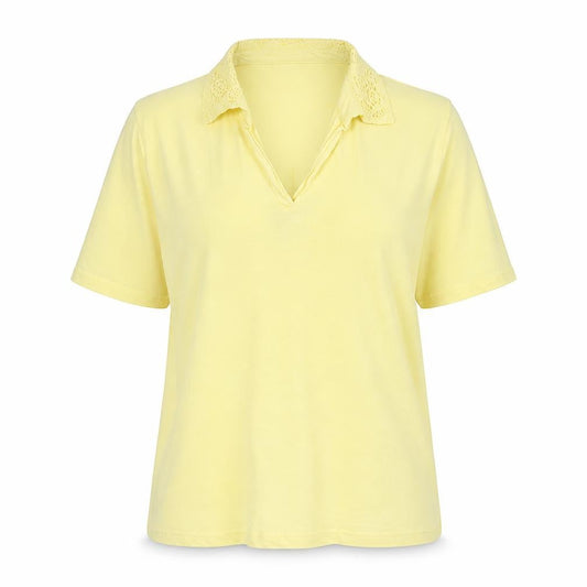 EWM Womens Yellow Polyester Basic Polo Size L Collared - Size 18-20