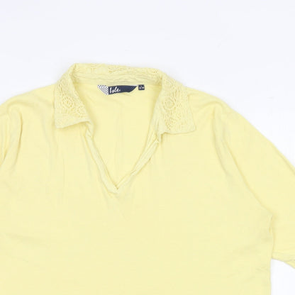 EWM Womens Yellow Polyester Basic Polo Size L Collared - Size 18-20