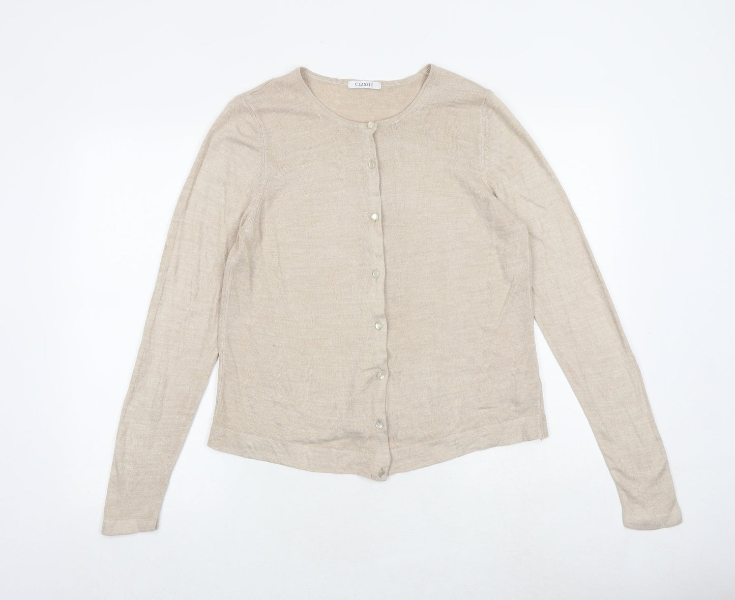 Marks and Spencer Womens Brown Round Neck Acrylic Cardigan Jumper Size 12