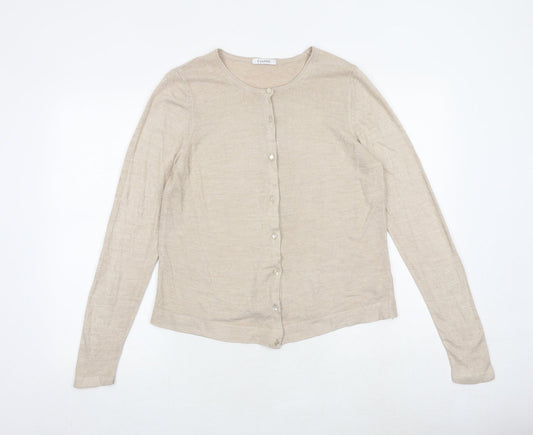 Marks and Spencer Womens Brown Round Neck Acrylic Cardigan Jumper Size 12