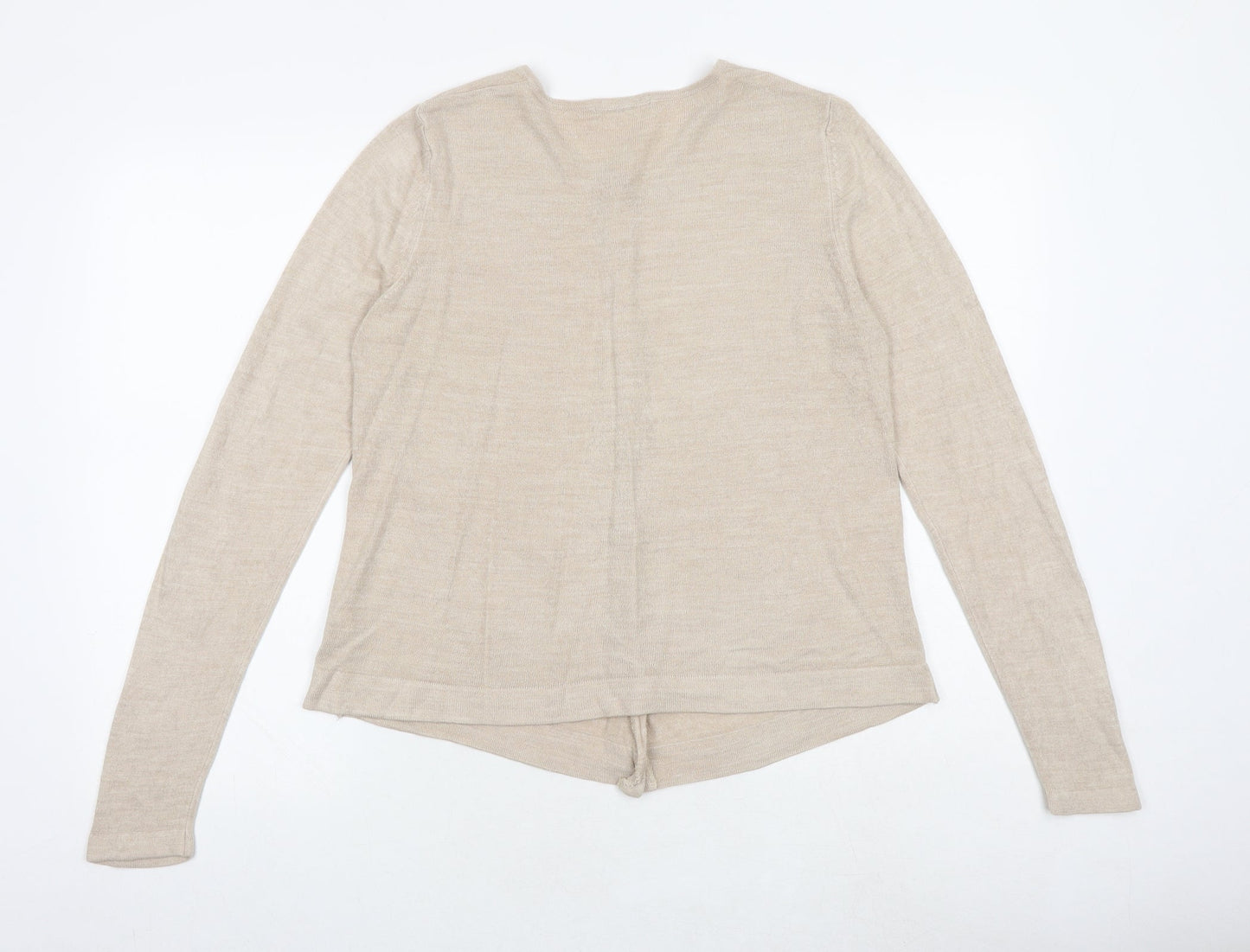 Marks and Spencer Womens Brown Round Neck Acrylic Cardigan Jumper Size 12